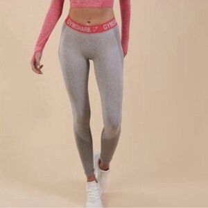 Gymshark flex light grey pink athletic gymwear leggings